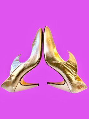 Walter Steiger Pump Heels Vintage 80's Metallic Leather